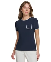 Tommy Hilfiger Women's Contrast-Trim Short-Sleeve Top