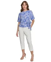 Tommy Hilfiger Women's Side-Tie Cuffed-Sleeve Blouse