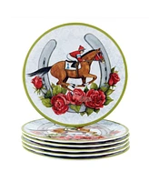 Certified International Derby Day At The Races Set of 6 Melamine Salad Plates, Service For 6