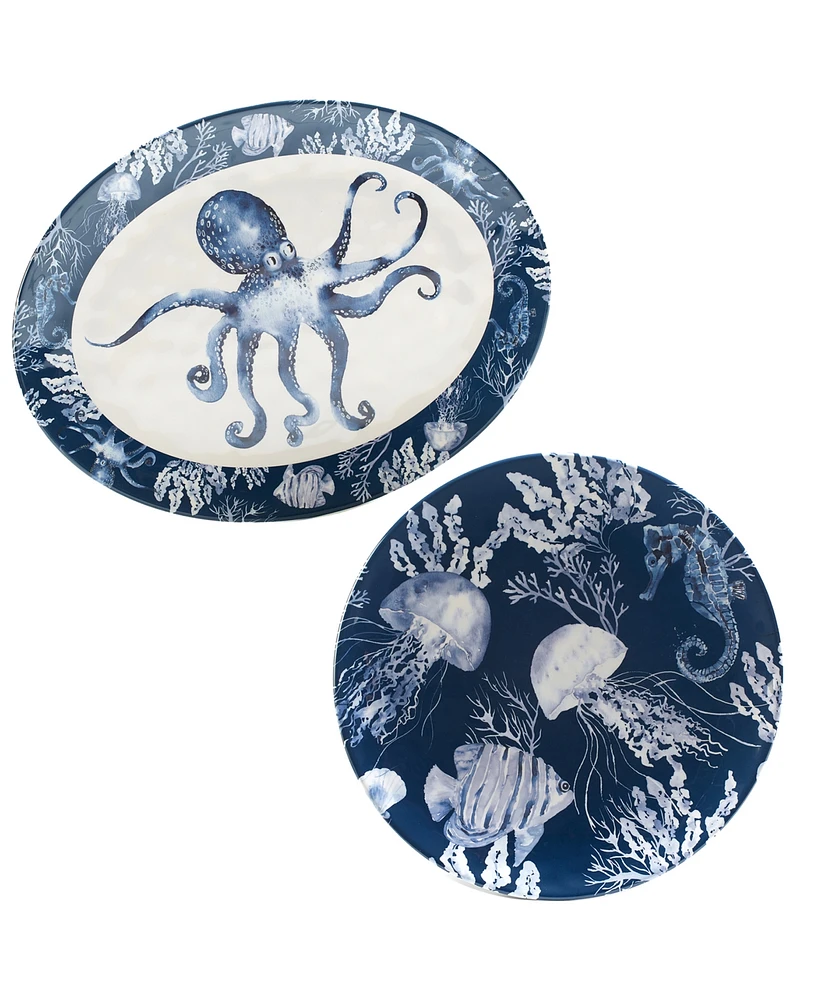 Certified International Sea Life 2 Pc Platter Set, Service For 2