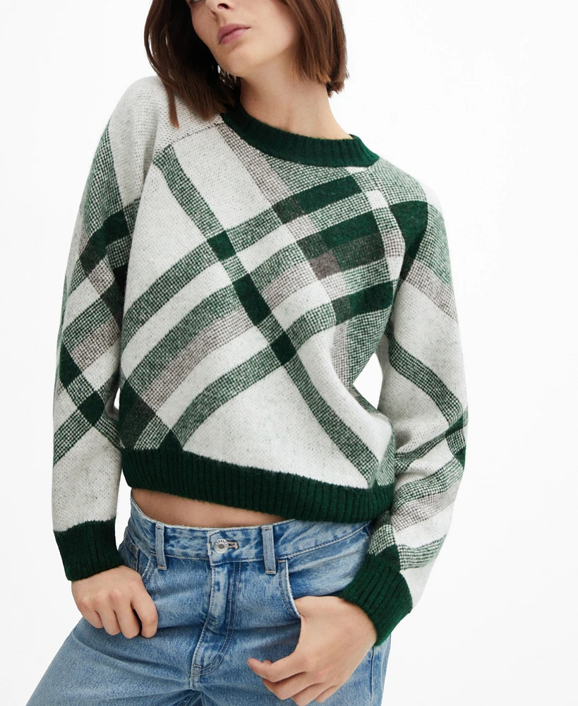 Mango Women's Checks Knitted Sweater