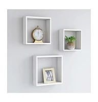 Wall Cube Shelves 3 pcs White Mdf