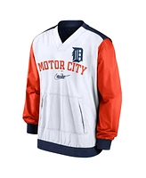 Men's Nike White, Navy Detroit Tigers Rewind Warmup V-Neck Pullover Jacket