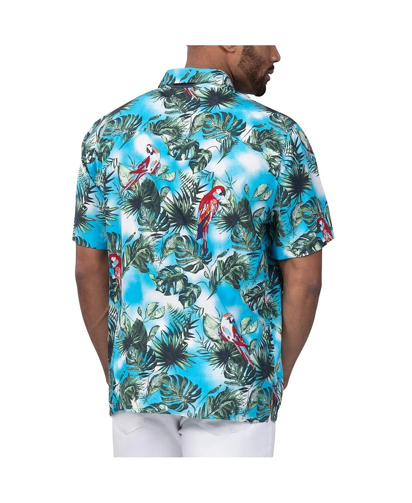 Men's Margaritaville Light Blue Detroit Lions Jungle Parrot Party Button-Up Shirt