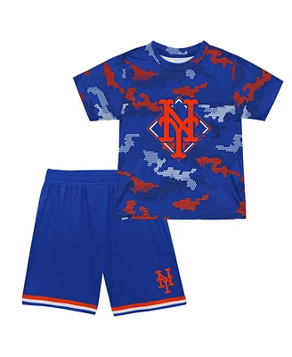 Toddler Boys and Girls Fanatics Royal New York Mets Field Ball T-shirt Shorts Set