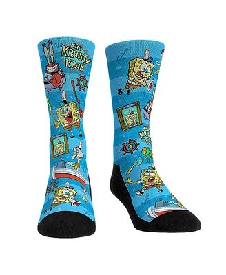 Men's and Women's Rock 'Em Socks SpongeBob SquarePants Krusty Krab Ko-Workers Crew