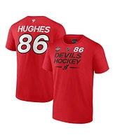 Men's Fanatics Jack Hughes Red New Jersey Devils 2024 Nhl Stadium Series Authentic Pro Name and Number T-shirt