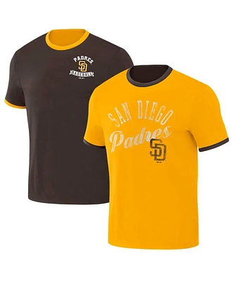 Men's Darius Rucker Collection by Fanatics Brown, Gold Distressed San Diego Padres Two-Way Ringer Reversible T-shirt