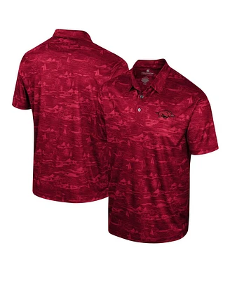 Men's Colosseum Cardinal Arkansas Razorbacks Daly Print Polo Shirt