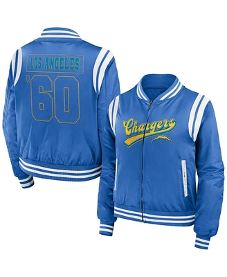 Women's Wear by Erin Andrews Powder Blue Los Angeles Chargers Bomber Full-Zip Jacket
