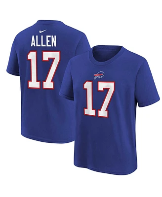 Big Boys Nike Josh Allen Royal Buffalo Bills Player Name and Number T-shirt