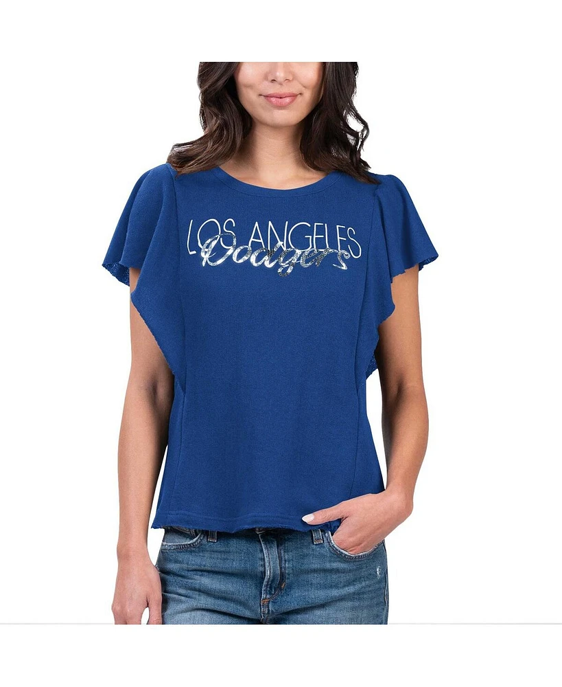 Women's G-iii 4Her by Carl Banks Royal Los Angeles Dodgers Crowd Wave T-shirt