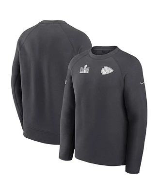 Men's Nike Anthracite Kansas City Chiefs Super Bowl Lviii Opening Night Tech Fleece Pullover Sweatshirt