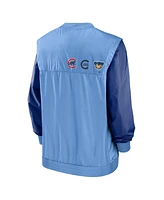 Men's Nike White, Light Blue Chicago Cubs Rewind Warmup V-Neck Pullover Jacket