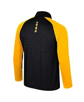 Men's Colosseum Black Iowa Hawkeyes Langmore Raglan Quarter-Zip Top