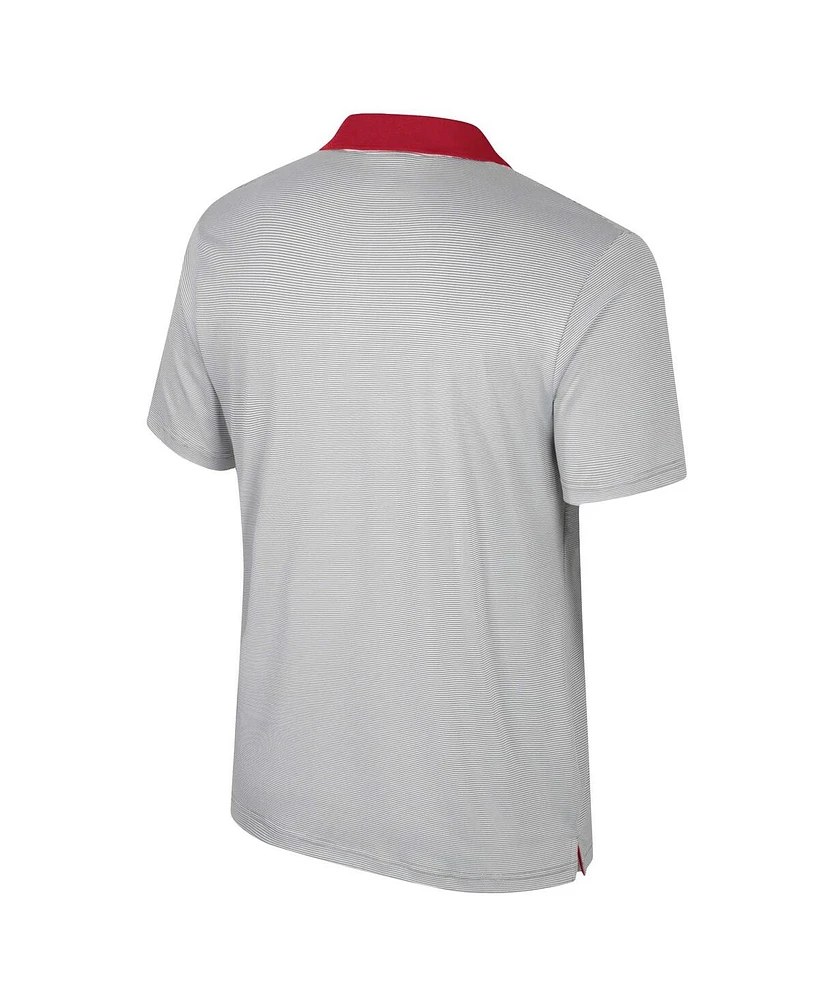 Men's Colosseum Gray Oklahoma Sooners Tuck Striped Polo Shirt