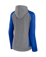 Women's Fanatics Heather Gray, College Royal Los Angeles Rams Blind Side Lightweight Full-Zip Hoodie