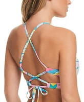 Jessica Simpson Women's Lattice-Trim Strappy-Back Bikini Top