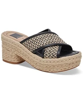 Dolce Vita Women's Eldora Crisscross Raffia Espadrille Platform Slide Sandals