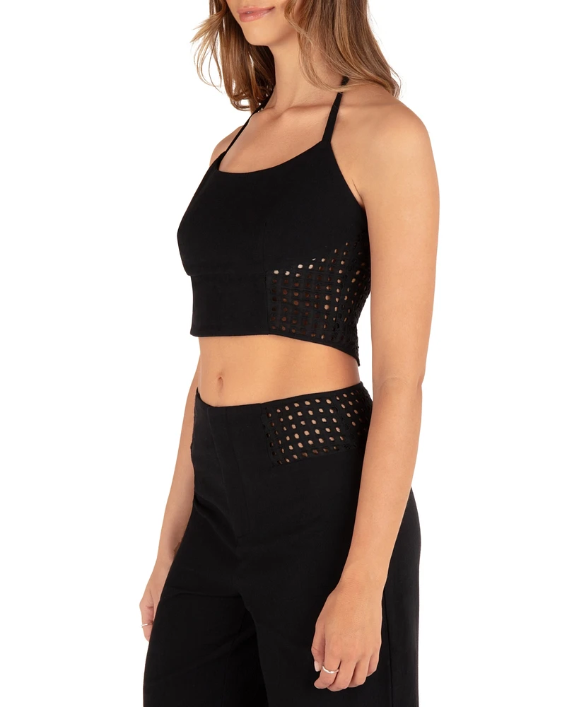 Hurley Juniors' Crochet Panel Cropped Halter Top