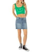 Hurley Juniors' Mika Raw-Hem Denim Mini Skirt