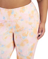 Id Ideology Women's Plus Dreamy Bubble-Print Cropped Compression Leggings, Created for Macy's