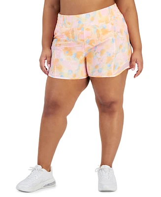 Id Ideology Plus Dreamy Bubble Printed Running Shorts, Created for Macy's