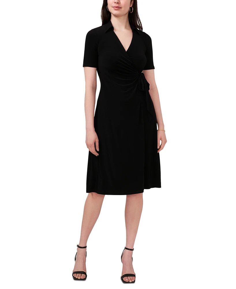 Msk Petite Short-Sleeve Side-Tied Dress