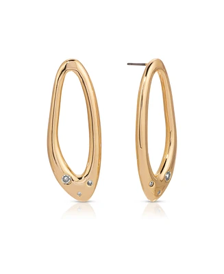 Ettika Molten 18k Gold Plated Crystal Dotted Oval Earrings