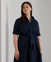 Lauren Ralph Plus-Size Linen Shirtdress