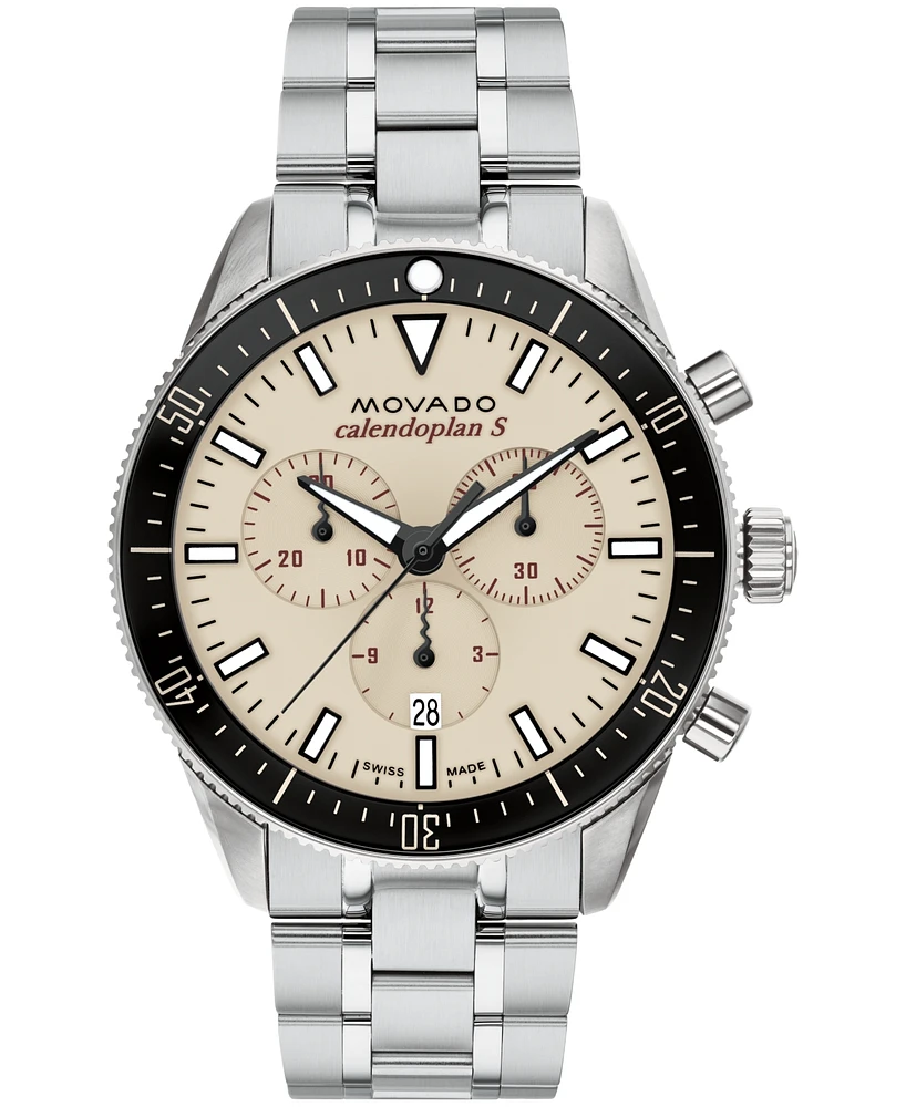 Movado Men's Calendoplan S Swiss Quartz Chrono Stainless Steel Silver-tone Watch 42mm - Silver