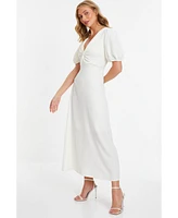 Quiz Women's Textured Woven Knot Front Maxi Dress