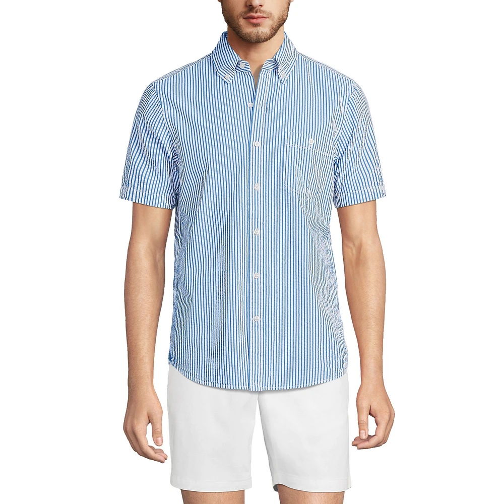 Lands' End Men's Short Sleeve Seersucker Shirt