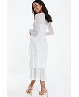 Quiz Women's Mesh Tiered Skater Dress