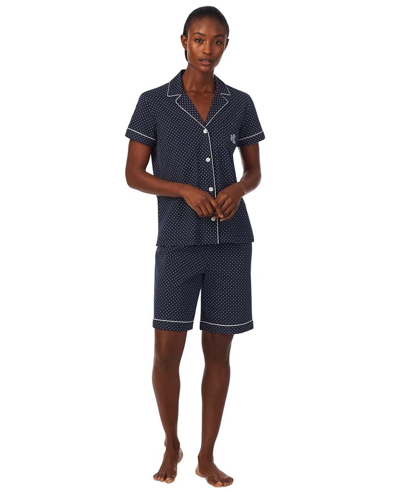 Lauren Ralph Women's 2-Pc. Notched-Collar Bermuda Pajamas Set