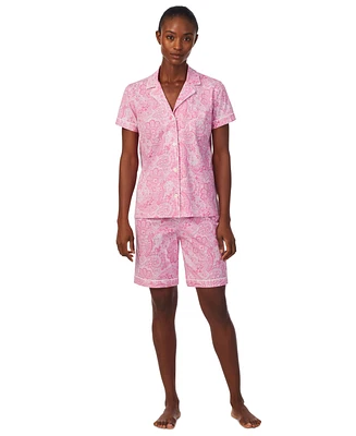 Lauren Ralph Lauren Women's 2-Pc. Notched-Collar Bermuda Pajamas Set
