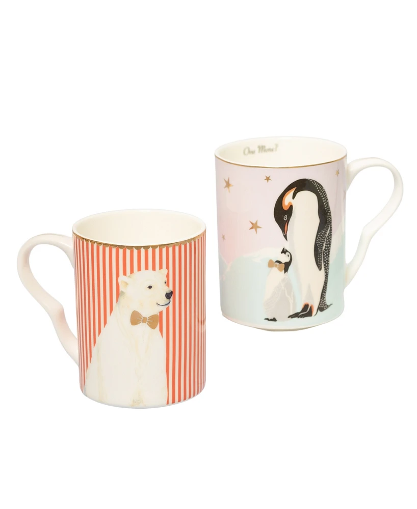 Yvonne Ellen Penguin and Polar Bear Mugs, Set of 2