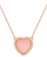 Pink Opal (5 ct. t.w.) Heart Bead Frame 17" Pendant Necklace in Rose-Plated Sterling Silver