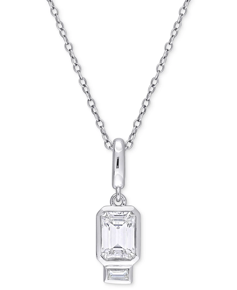 Lab-Grown White Sapphire Two Stone 18" Pendant Necklace (1-3/4 ct. t.w.) in Sterling Silver