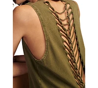 Lucky Brand Women's Rolling Stones Braided-Back Muscle Tank
