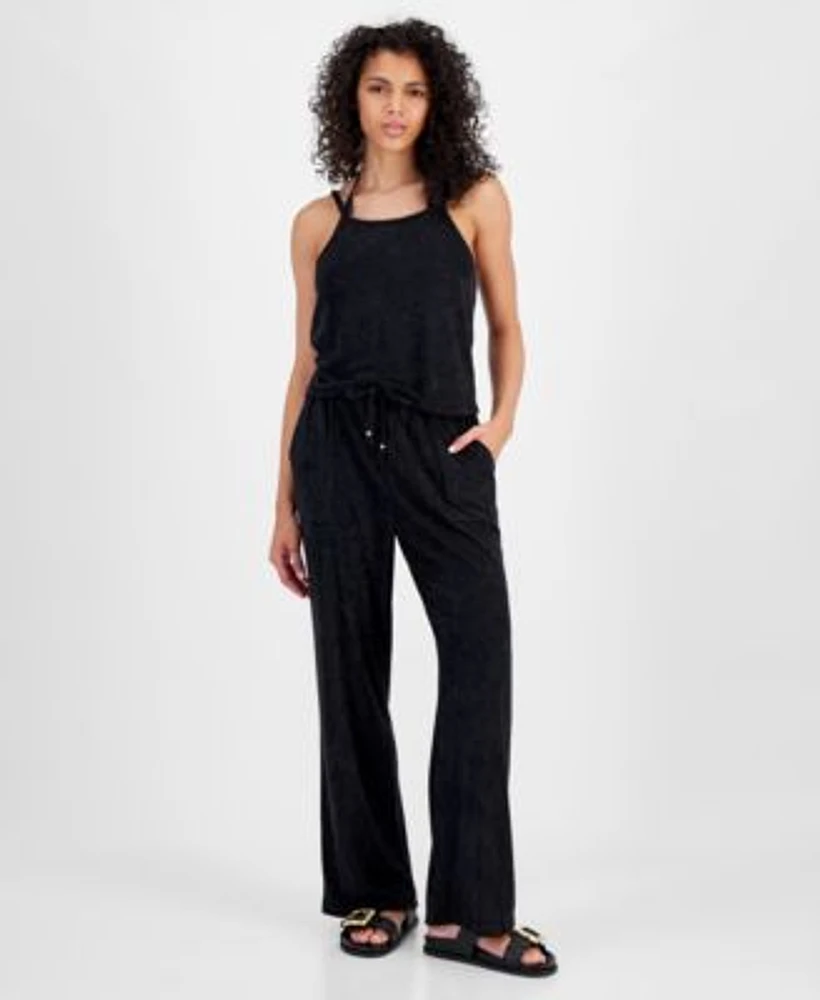 Miken Juniors Cropped Velour Tank Top Cover Up Velour Cover Up Pants Created For Macys