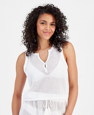 Miken Juniors' Cropped Pointelle Tank Top Cover-Up, Created for Macy's