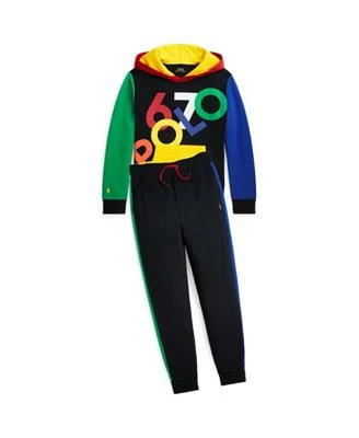 Polo Ralph Lauren Big Boys Color Blocked Logo Double Knit Hoodie Jogger Pant Collection