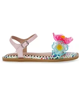 Betsey Johnson Little and Big Girls Dacie Flat Sandals with Flower Embellishments