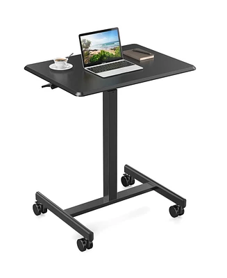 Simplie Fun Small Mobile Rolling Standing Desk Rolling Desk Laptop Computer Cart For Home