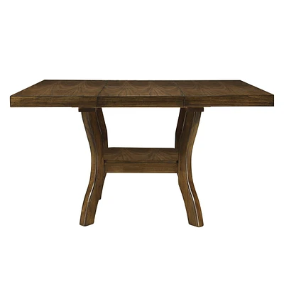 Simplie Fun Transitional Brown Finish Dining Table With Lower Display Shelf And Extension Leaf Mindy