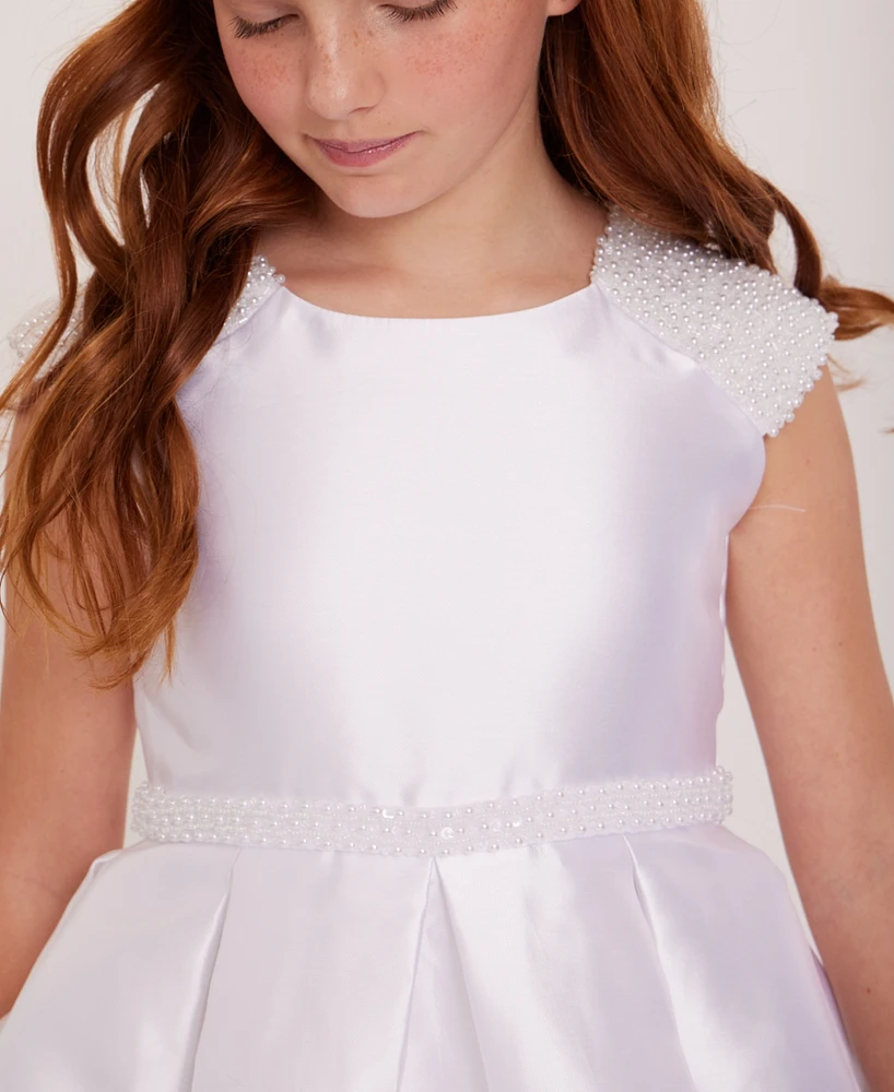 Bonnie Jean Big Girls Short Sleeve Beaded Communion Dress