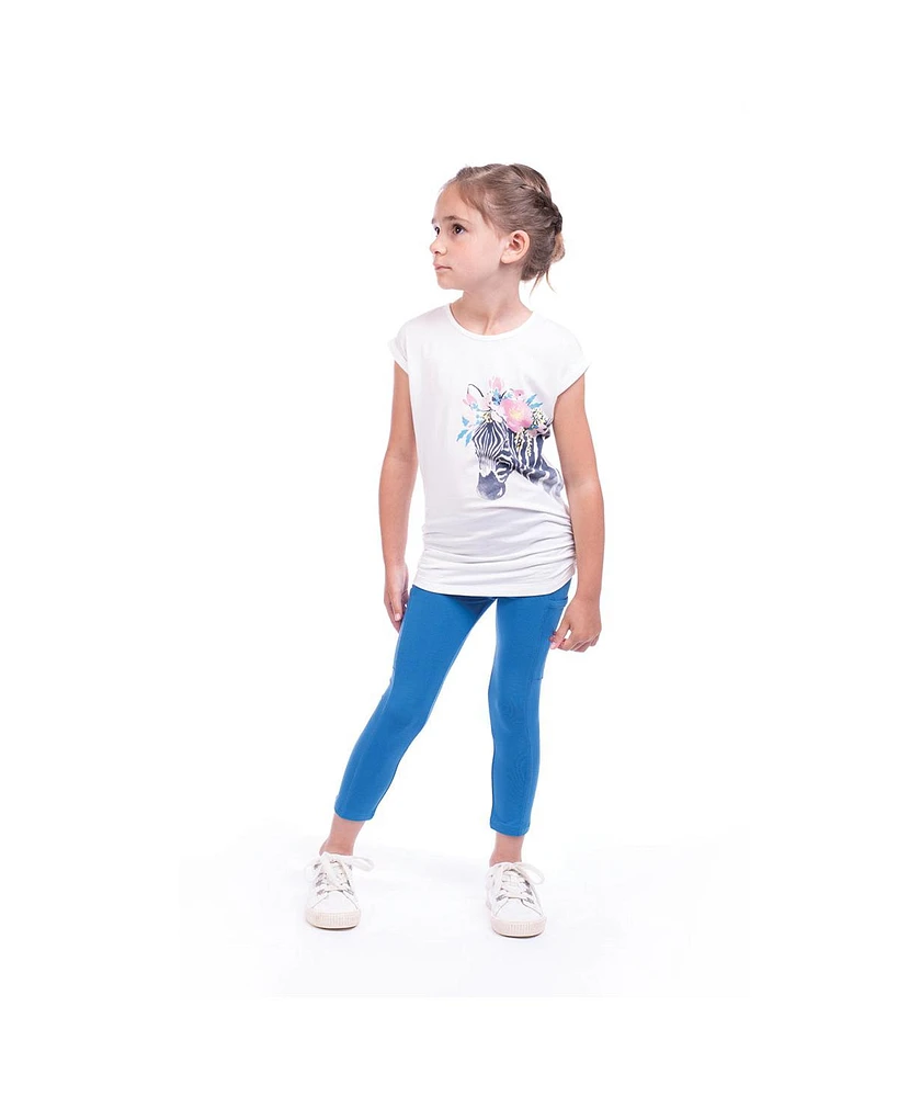 Toddler, Child Annie Zebra Cream Graphic Jersey Tunic Top