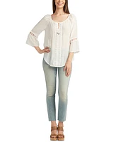 Bcx Juniors' Lace-Trim Peasant Top