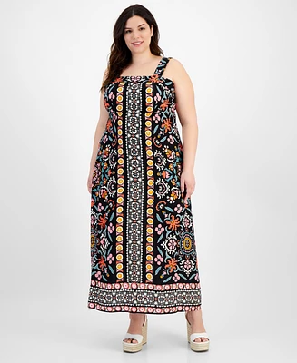 Vince Camuto Plus Thick Strap Printed Maxi Dress